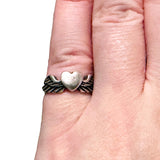 Heart Angel Wings Silver Adjustable Size Ring