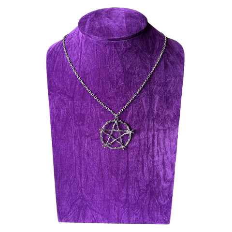 Pentagram Sticks Witches Wiccan Symbol Satanic Silver Pendant Necklace
