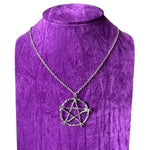 Pentagram Sticks Witches Wiccan Symbol Satanic Silver Pendant Necklace