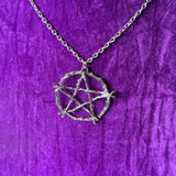 Pentagram Sticks Witches Wiccan Symbol Satanic Silver Pendant Necklace