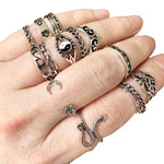 16 x Silver Ying Yang Snake Multi Ring Set Bundle Collection