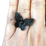 Grey Death's Head Hawk Moth Ring Adjustable Size