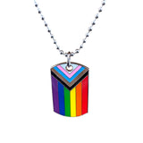 Progress LGBTQ Pride Flag Dog Tag Necklace Gay Lesbian Transgender
