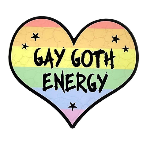 Gay Goth Energy Heart LGBTQ Gay Pride Rainbow Die Cut Vinyl Sticker