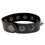 Conical Grey Metal Studded Black Single Row Emo Cuff Bracelet