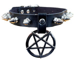 Pentagram Spike Black Studded Choker Emo Gothic Collar