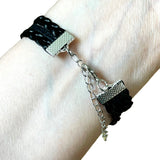 Pentagram Black Braided Thong Adjustable Gothic Bracelet