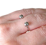 Double Ball Adjustable Silver Chrome Punk Goth Ring