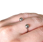 Double Ball Adjustable Silver Chrome Punk Goth Ring
