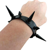 Black Multi Length Spike Wrist Cuff Bracelet Vegan Leather Goth Wristband