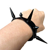 Black Multi Length Spike Wrist Cuff Bracelet Vegan Leather Goth Wristband