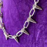 Rivet Spiked Studded Industrial Chain Necklace Silver Chrome Gun Metal