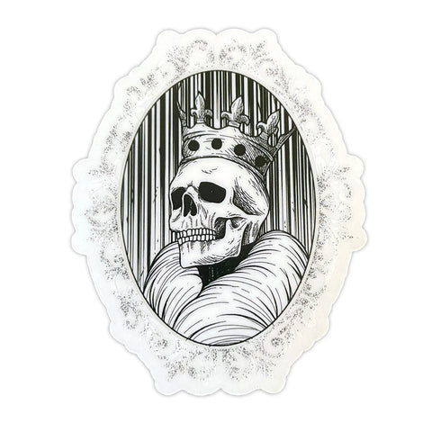King Queen Skeleton Skull Gothic Cameo Clear Vinyl Sticker 7.5cm x 6cm