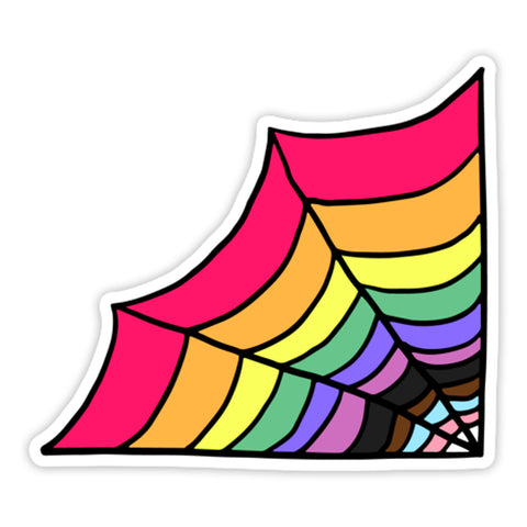 LGBTQ Pride Flag Spiders Web Matte Vinyl Sticker Gay Lesbian Trans