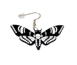 Deaths Head Hawk Moth Occult Acrylic Emo Goth Earrings