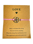 Pentagram Pendant Charm Thong Cord Goth Wish Bracelet