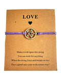 Pentagram Pendant Charm Thong Cord Goth Wish Bracelet
