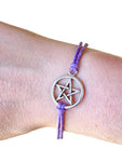 Pentagram Pendant Charm Thong Cord Goth Wish Bracelet