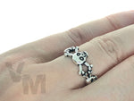 Skull and Crossbones Gothic Ring Adjustable Size Devil Goth skulls Witch Silver