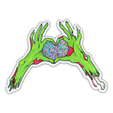 Zombie Hands Glitter Heart Horror Gore Vinyl Sticker