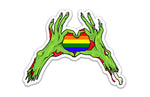 LGBTQ Pride Rainbow Flag Zombie Heart Hands Vinyl Sticker 100m x 76mm