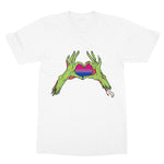 Zombie Bi Heart Hands Pride Flag Softstyle T-Shirt