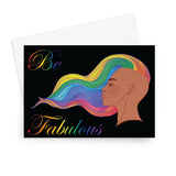 Be Fabulous Windswept Rainbow LGBTQ Hair Greeting Card