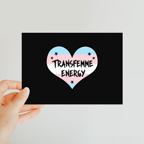 Transfemme Energy Trans Transgender Pride Heart Classic Postcard