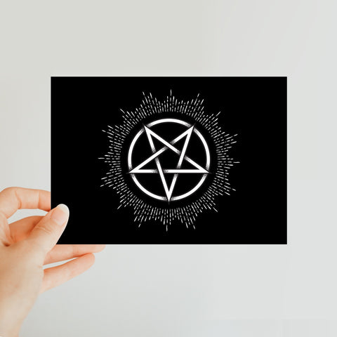 Glowing Pentagram Gothic Classic Postcard