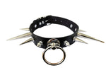 Black and Chrome Metal Spiked Studded Choker Collar Goth Necklaces Rivets