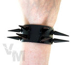Double Long Studded Spiked Wristband Cuff Punk Goth Metal Vegan Leather