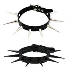 Long Metal Spiked Choker Collar Buckle Gothic Necklace Vegan