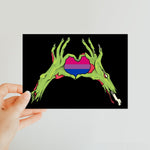 Zombie Bi Heart Hands Pride Flag Classic Postcard