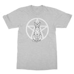 Pentagram Witches Cat Goth Kitty White Softstyle T-Shirt