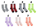 Checked Skater Socks Checkered Red Black White Pastel Sports Ribbed Punk