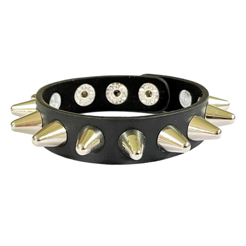Chrome Silver Black Spiked Spiky Cuffs Wristbands Goth Emo Studded
