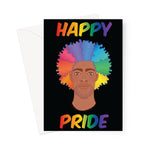Happy Pride Afro LGBTQ Rainbow Hair Greetings Card