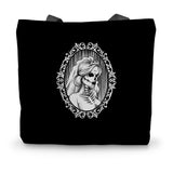 The Queen Gothic Crowned Skull Cameo Canvas Tote Bag