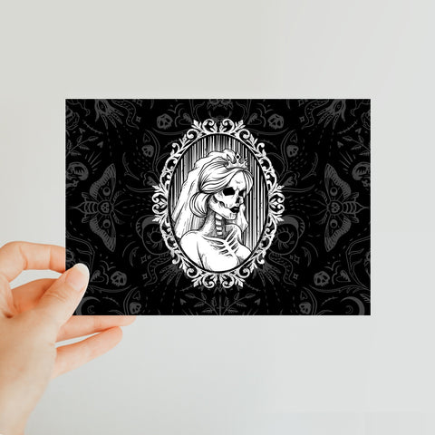The Queen Crowned Skull Cameo Patterned Classic Postcard