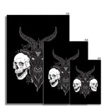 Baphomet 666 Goat Skulls Black Fine Art Print