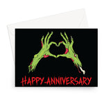 Zombie Love Heart Hands Happy Anniversary Greetings Card