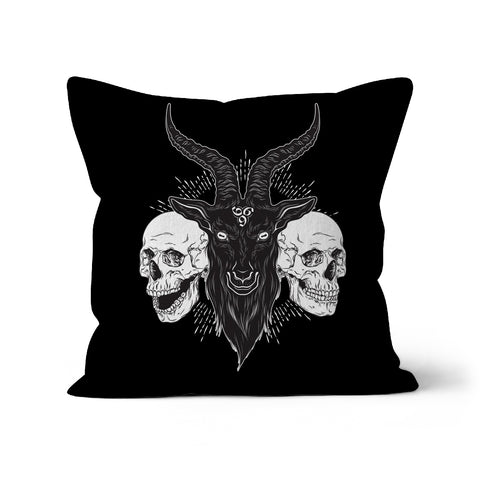 Baphomet 666 Goat Skulls Black Cushion