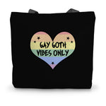 Gay Goth Vibes Only LGBTQ Punk Pride Heart Canvas Tote Bag