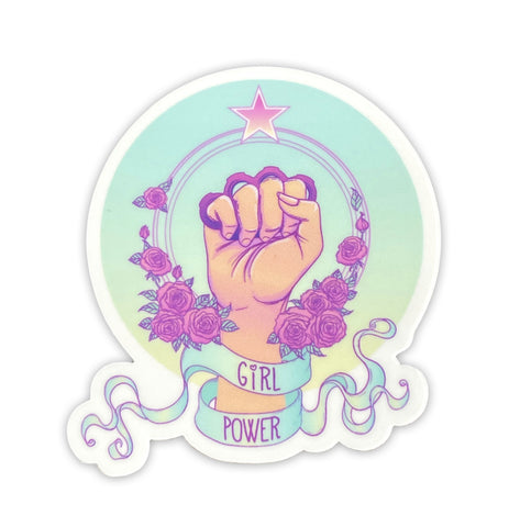 Girl Power Knuckles Roses Vinyl Sticker 3" Womens Right Woman Equal