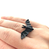 Bat Adjustable One Size Black Gothic Ring
