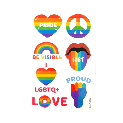 LGTBQ Gay Pride Rainbow Flag Temporary Tattoos Set Trans Lesbian Bisexual