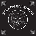Have a PURRRFECT Birthday Hissing Black Witches Cat Greetings Card 6”x 6”