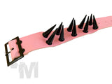 Double Long Studded Spiked Wristband Cuff Punk Goth Metal Vegan Leather