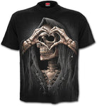 Spiral Direct Dark Love Grim Reaper Skull Skeleton Love Heart Hands T-shirt