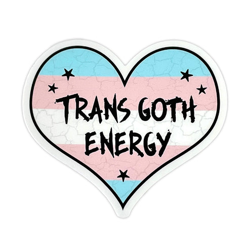 Trans Goth Energy Transgender Pride Flag Heart Die Cut Vinyl Sticker